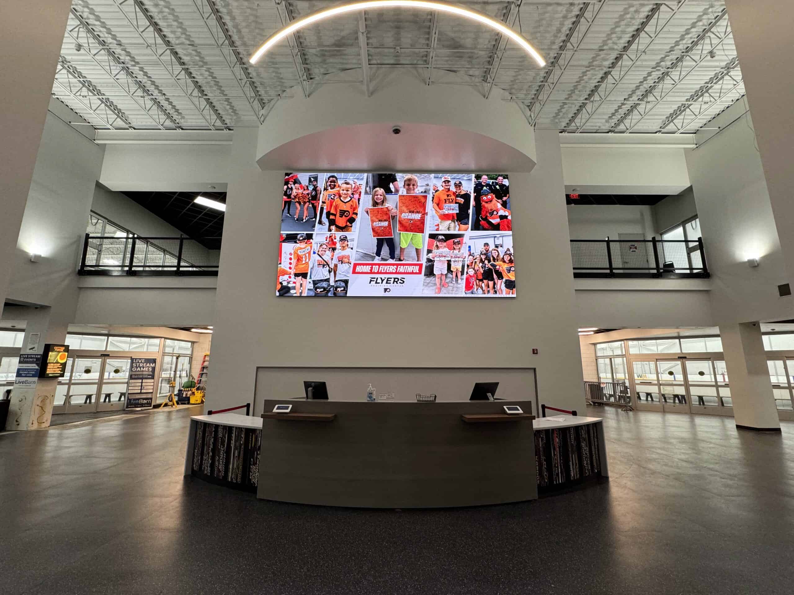 Flyers Video Wall for Training Center Lobby Lobby Video Wall for Large Venue